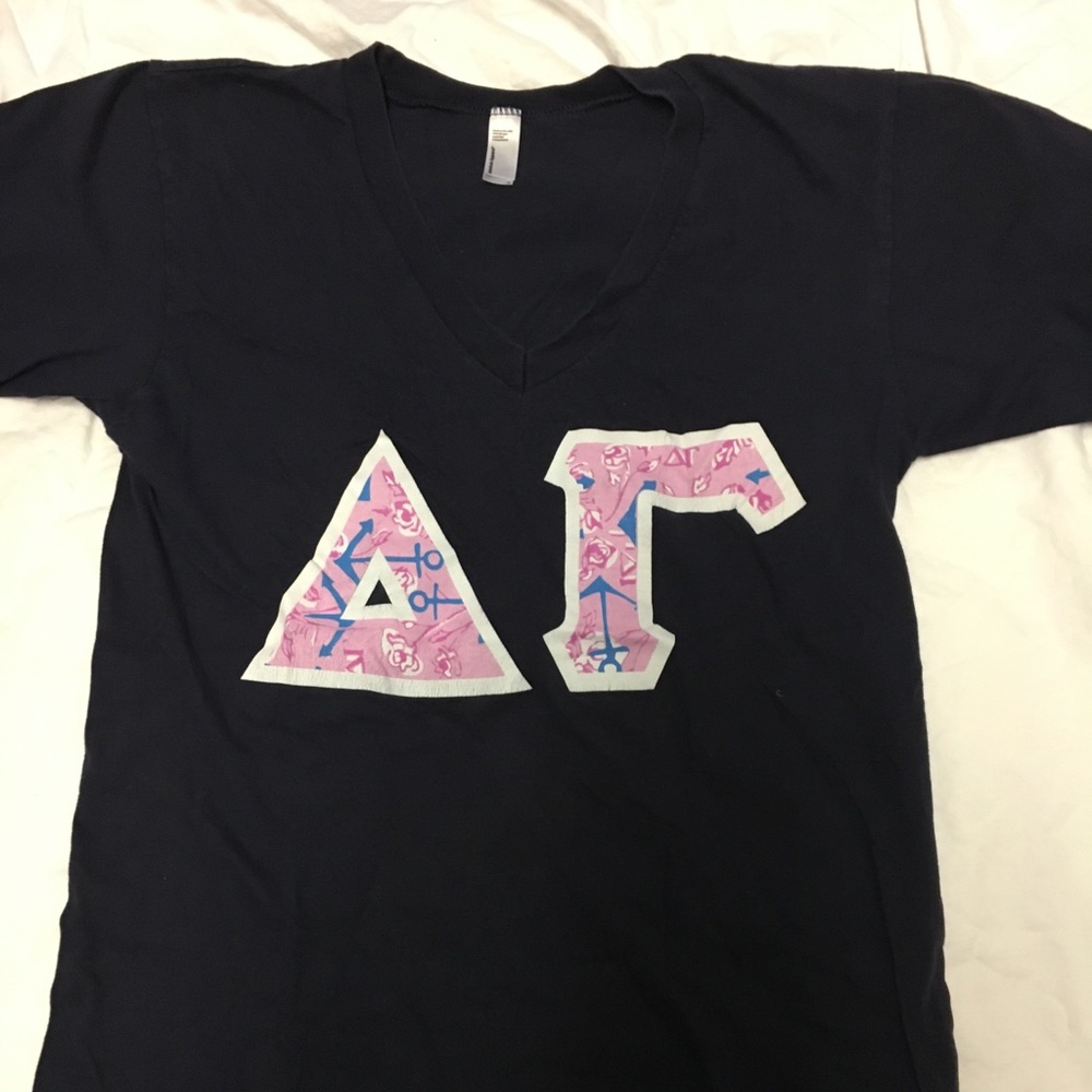 Navy and pink Delta Gamma tee